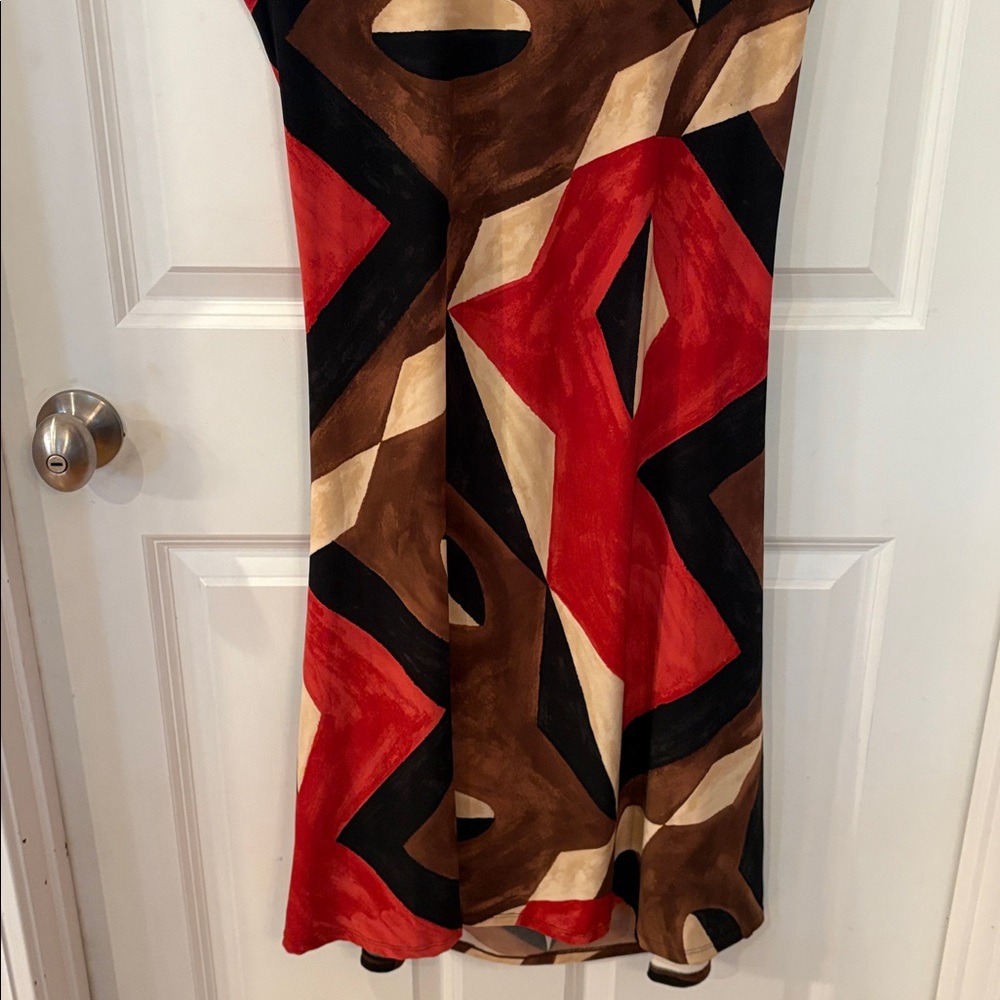 Ralph Lauren Red and Tan Geometric Dress - Picture 7 of 7